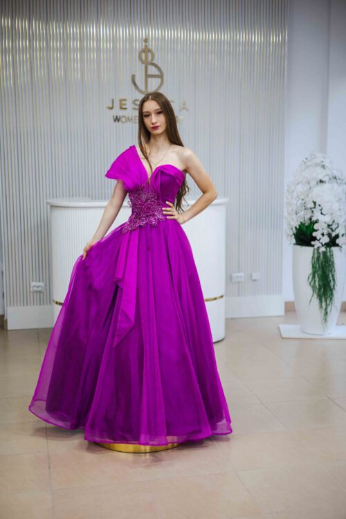 Rochie din organza fucsia