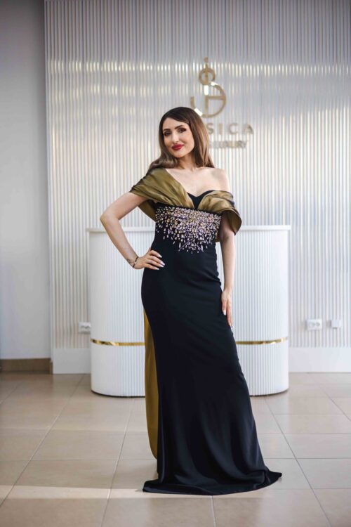 Rochie lungă cu cristale